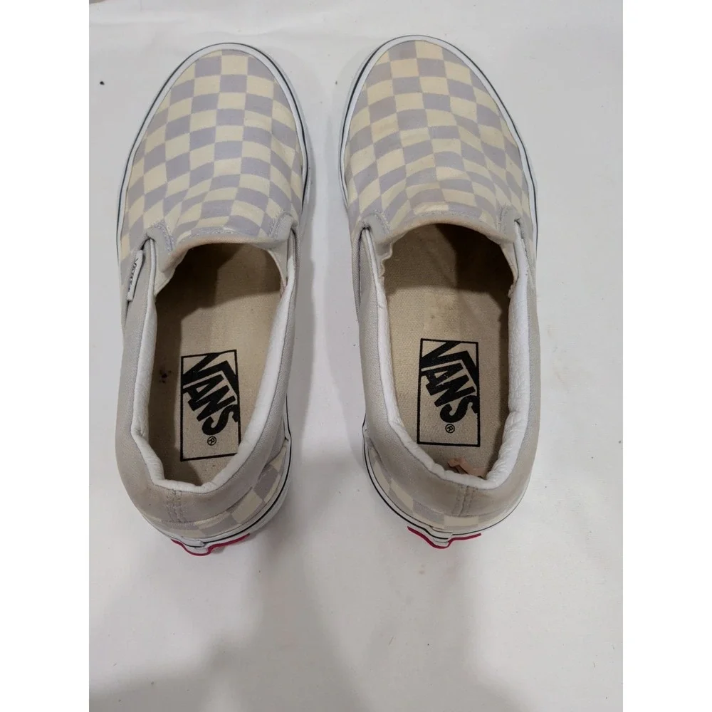 Vans Asher Gray Check Checkerboard Slip-On Shoes Men Size 4  / Women Sz  5.5